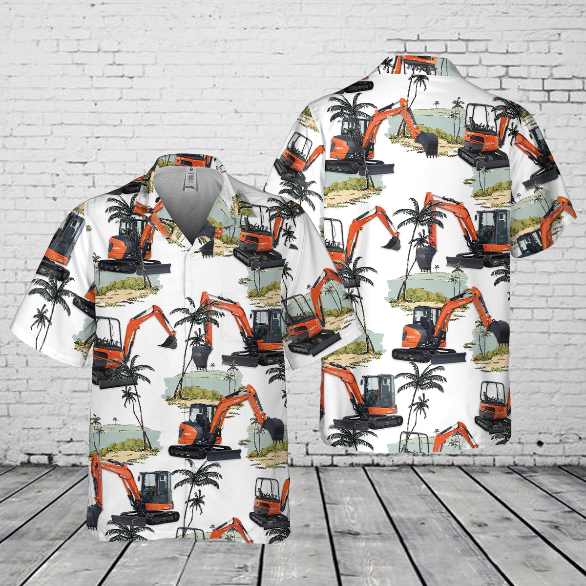 Kubota Excavator Pocket Hawaiian Shirt