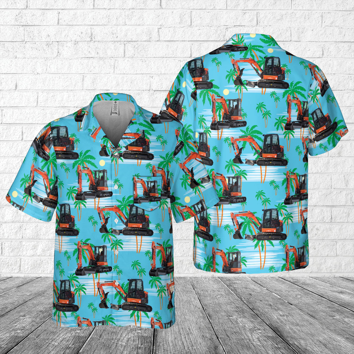 Kubota U48-5 Excavator Pocket Hawaiian Shirt