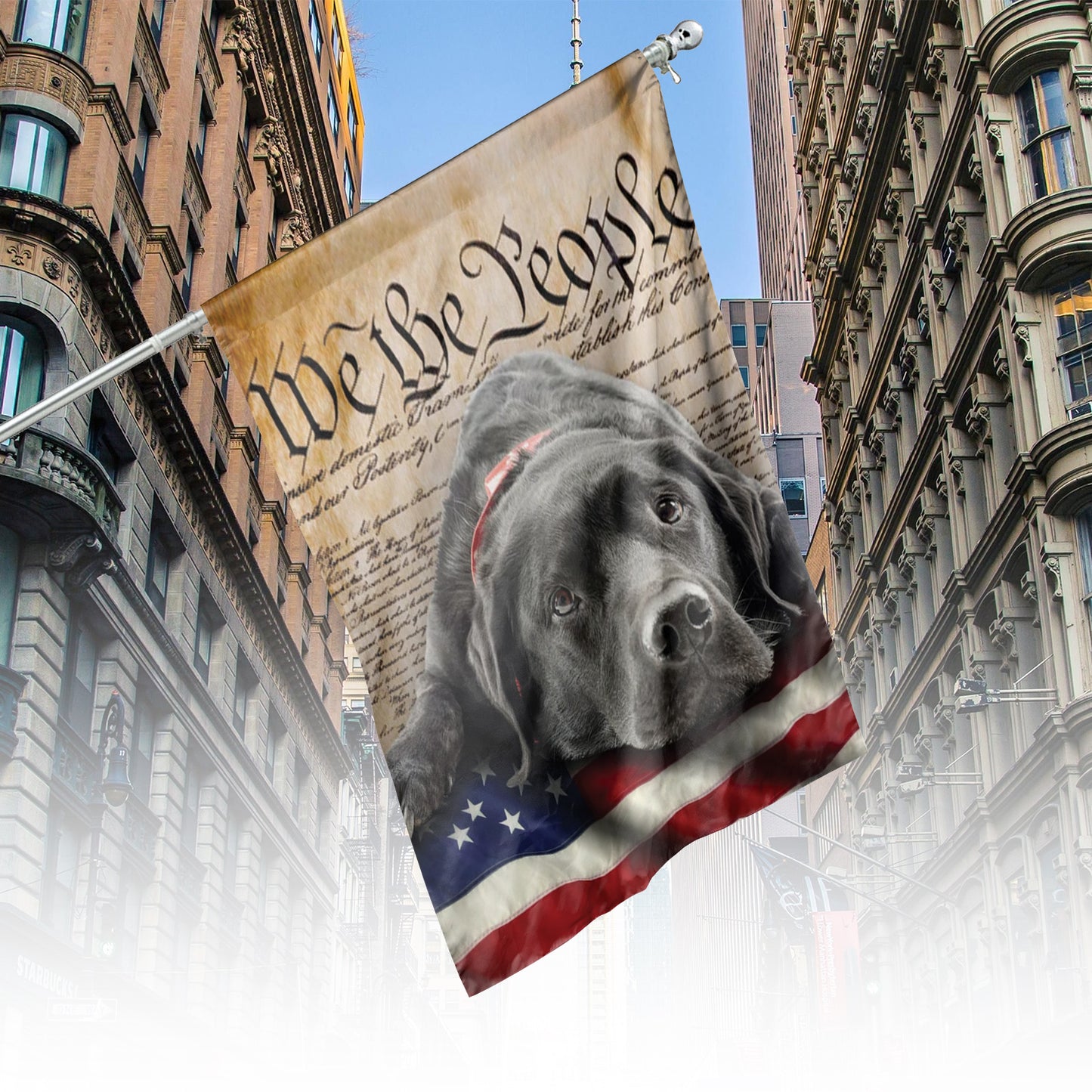 Labrador Retriever Dog, 4th Of July House Flag