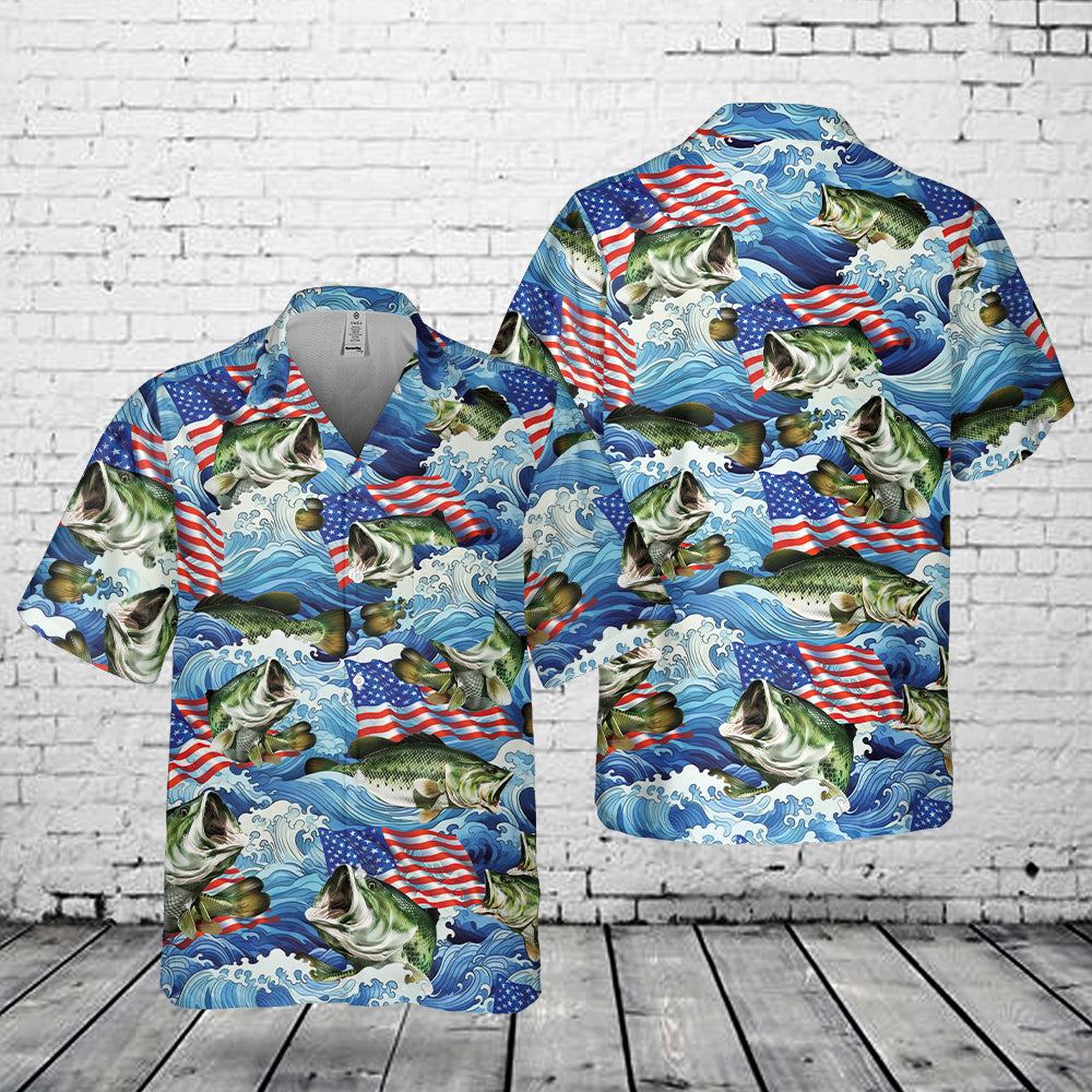 Largemouth Bass Fishing Flag Pocket Hawaiian Shirt – Merch Gears