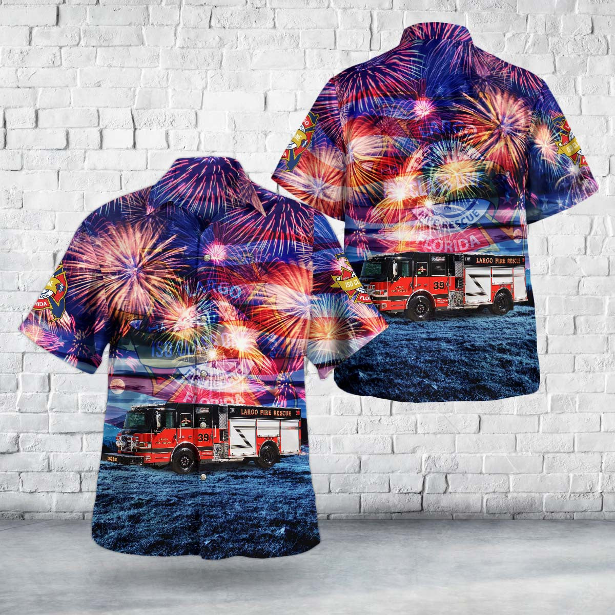 Largo, Florida, Largo Fire Rescue, 4th Of July Hawaiian Shirt