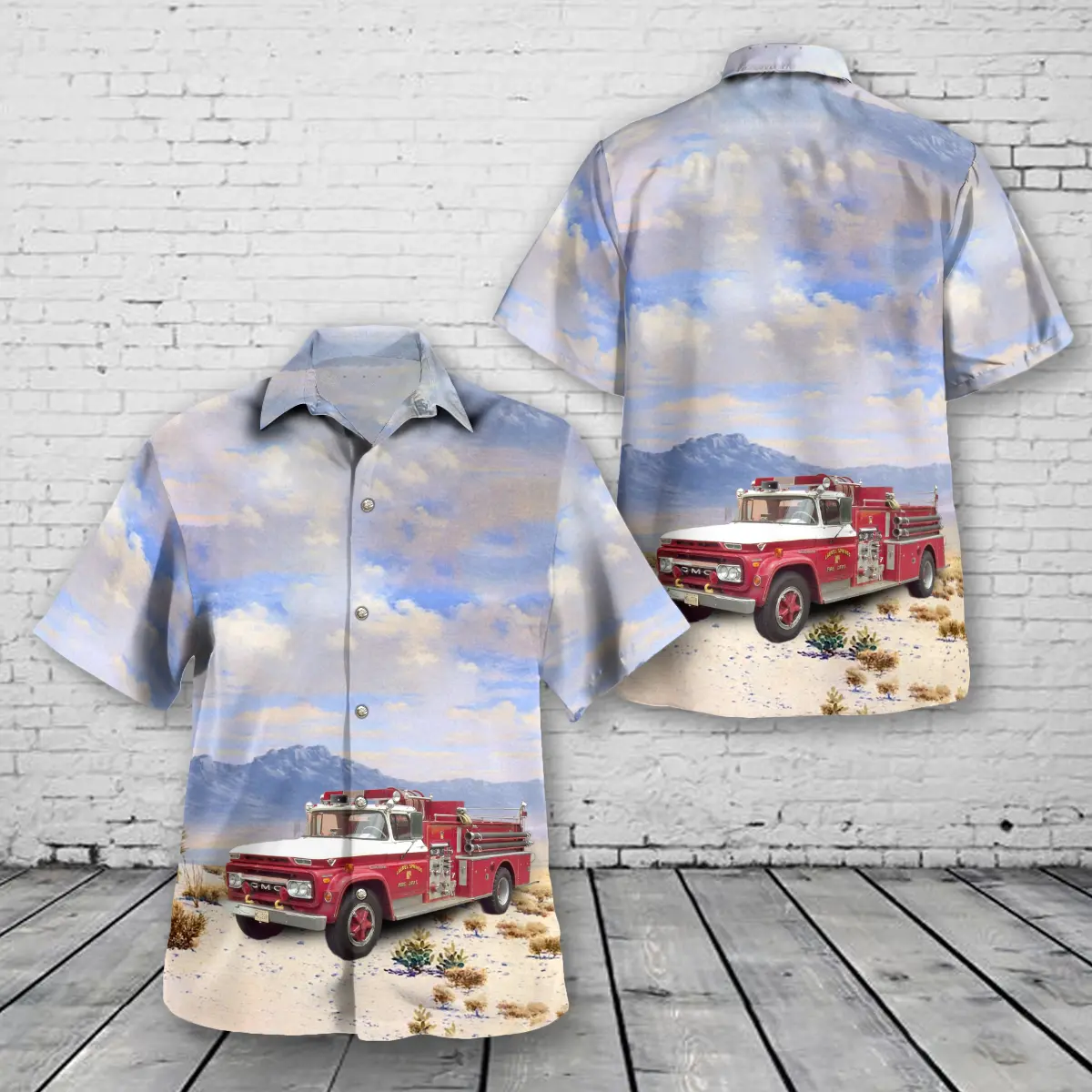 Laurel Springs NJ FD Vintage Fire Truck Hawaiian Shirt