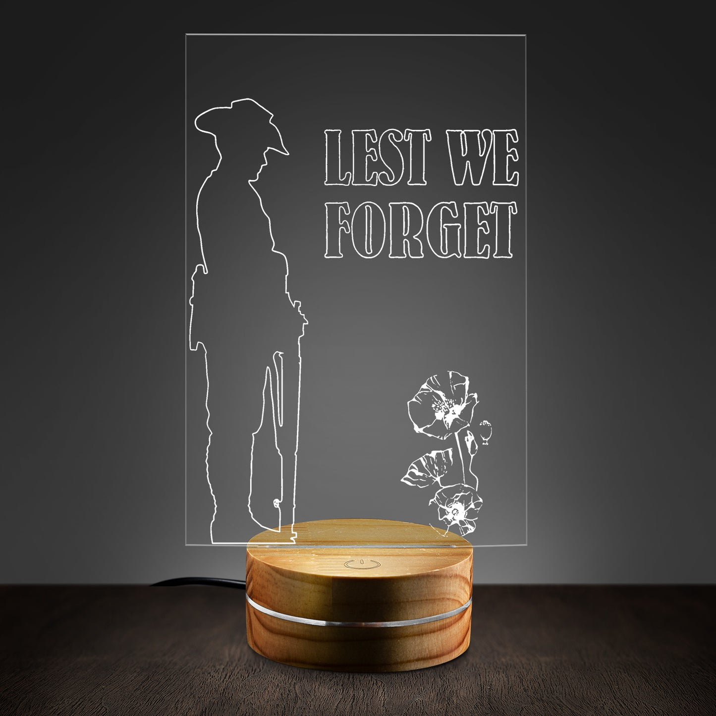 Lest We Forget Custom Shape Photo Night Light