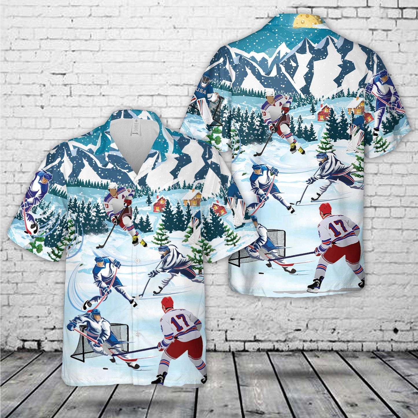 Let’S Play Ice Hockey Christmas Hawaiian Shirt