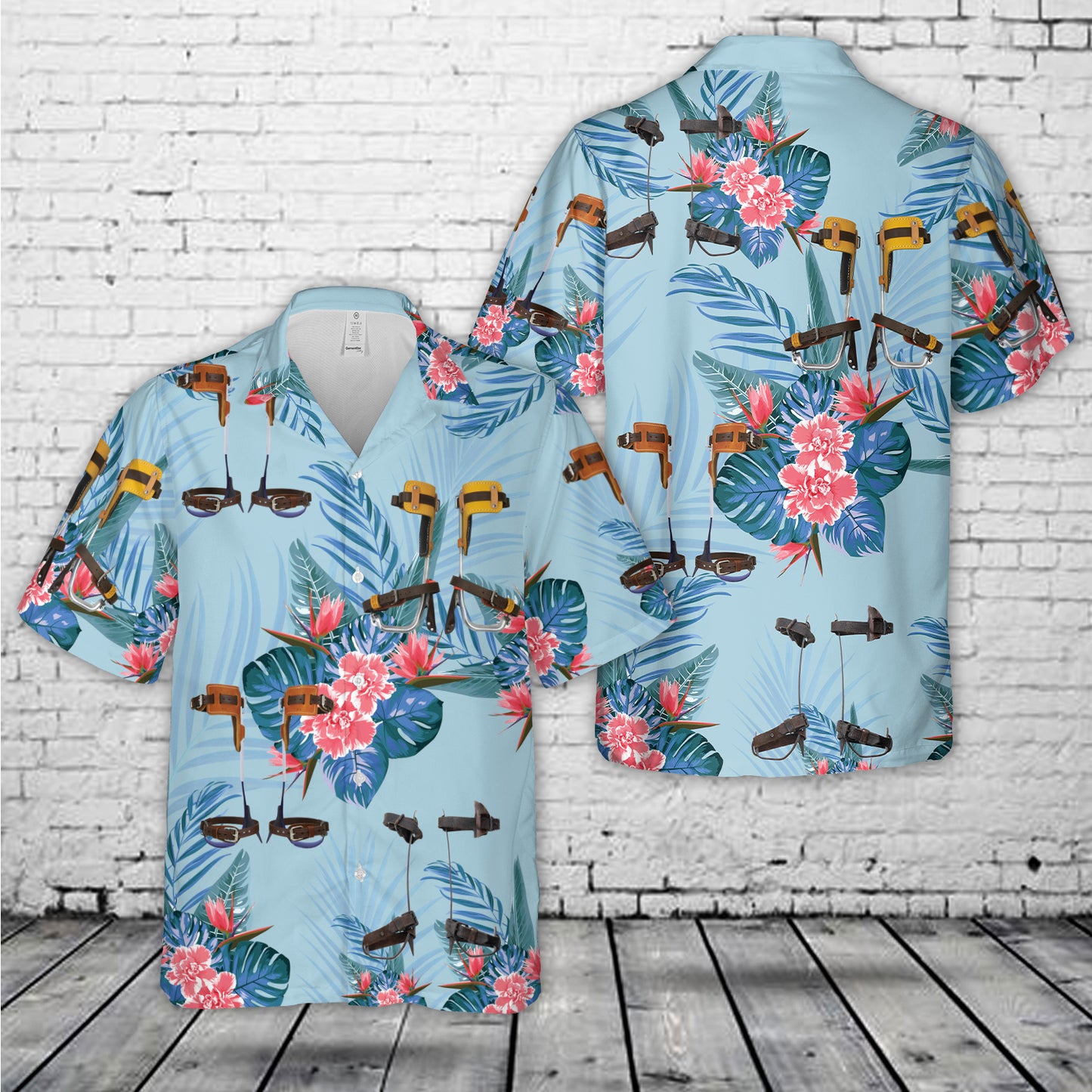 Lineman Pole Climb Hooks Hawaiian Shirt