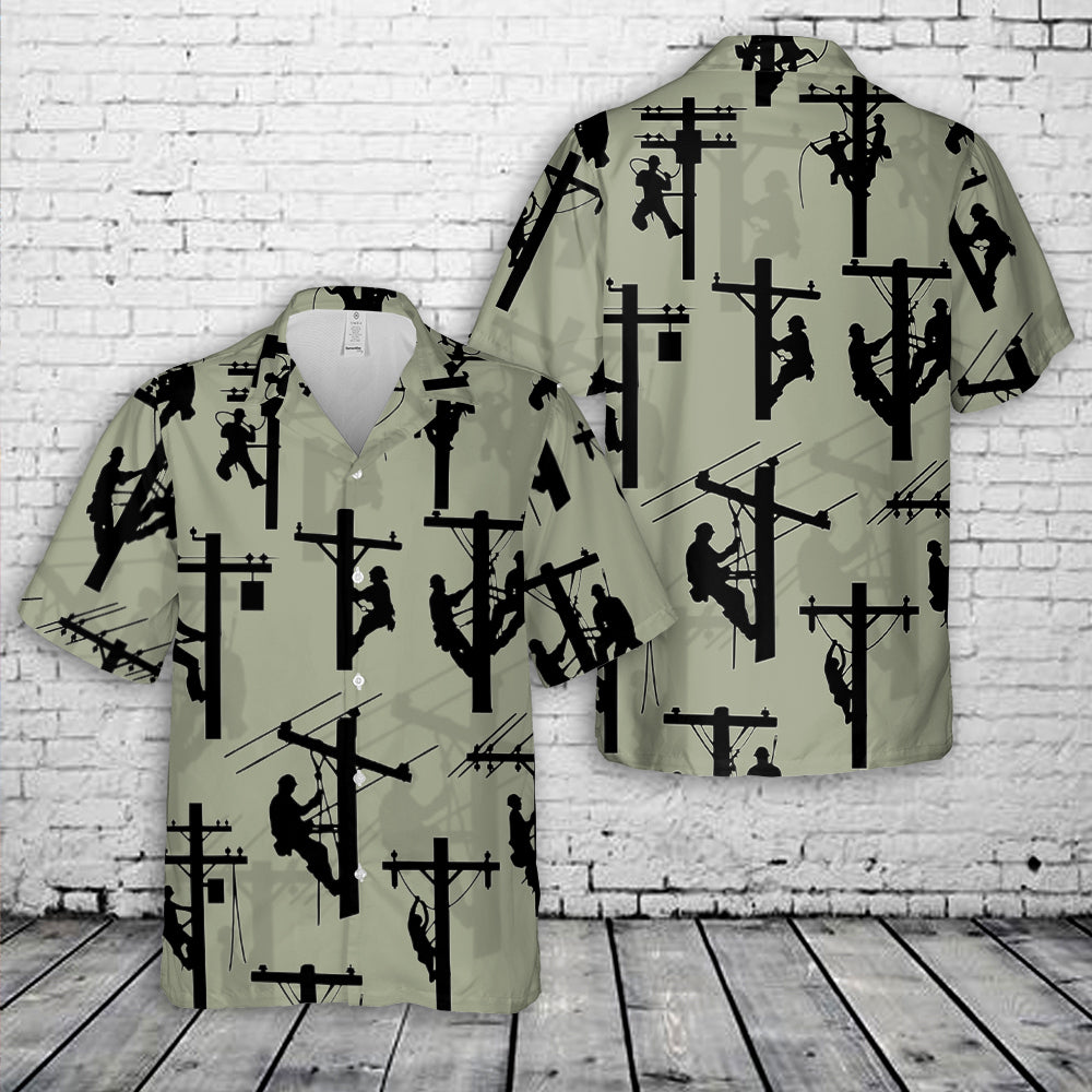 Lineman Silhouette Hawaiian Shirt