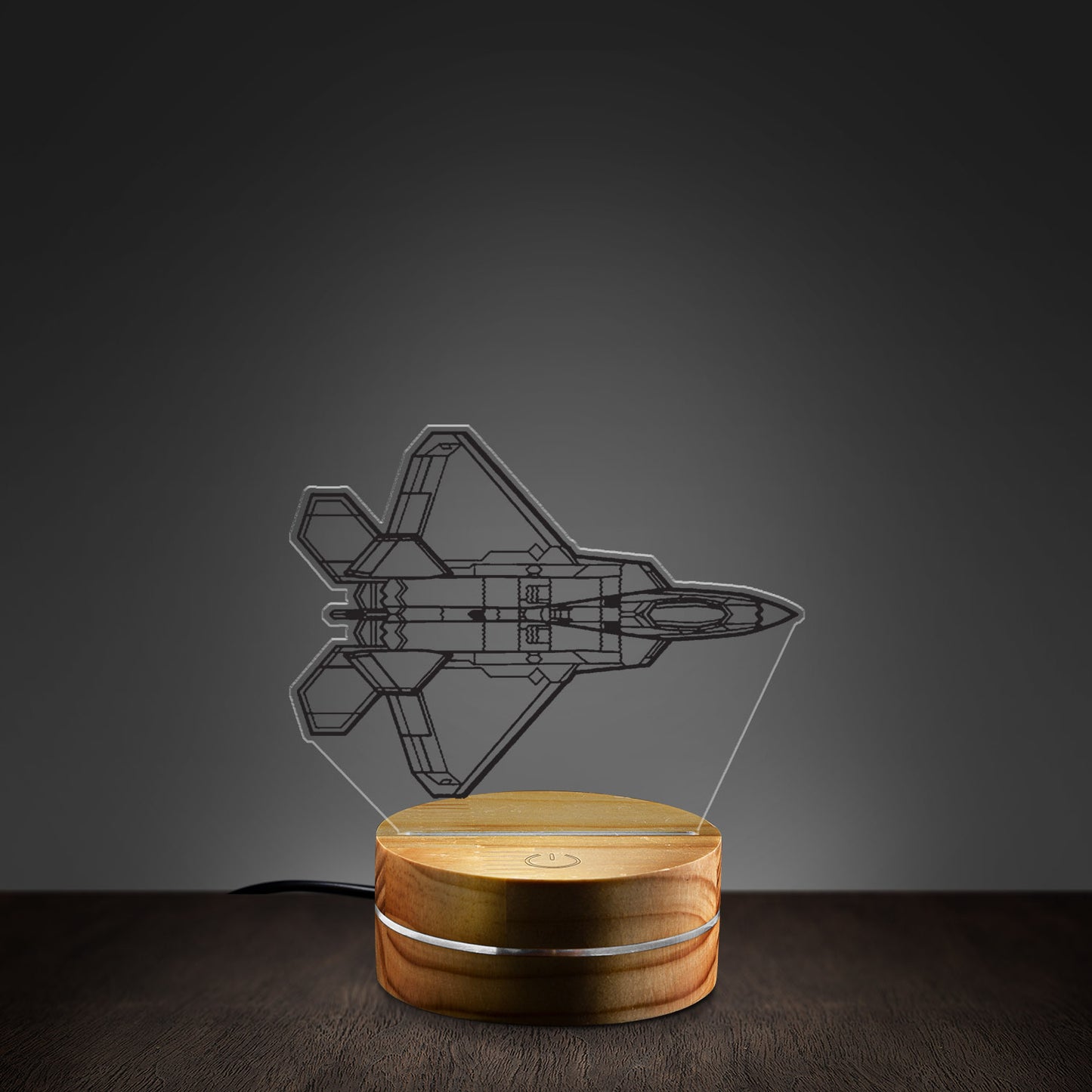 Lockheed Martin F 22 Raptor Silhouette Custom Shape Photo Night Light
