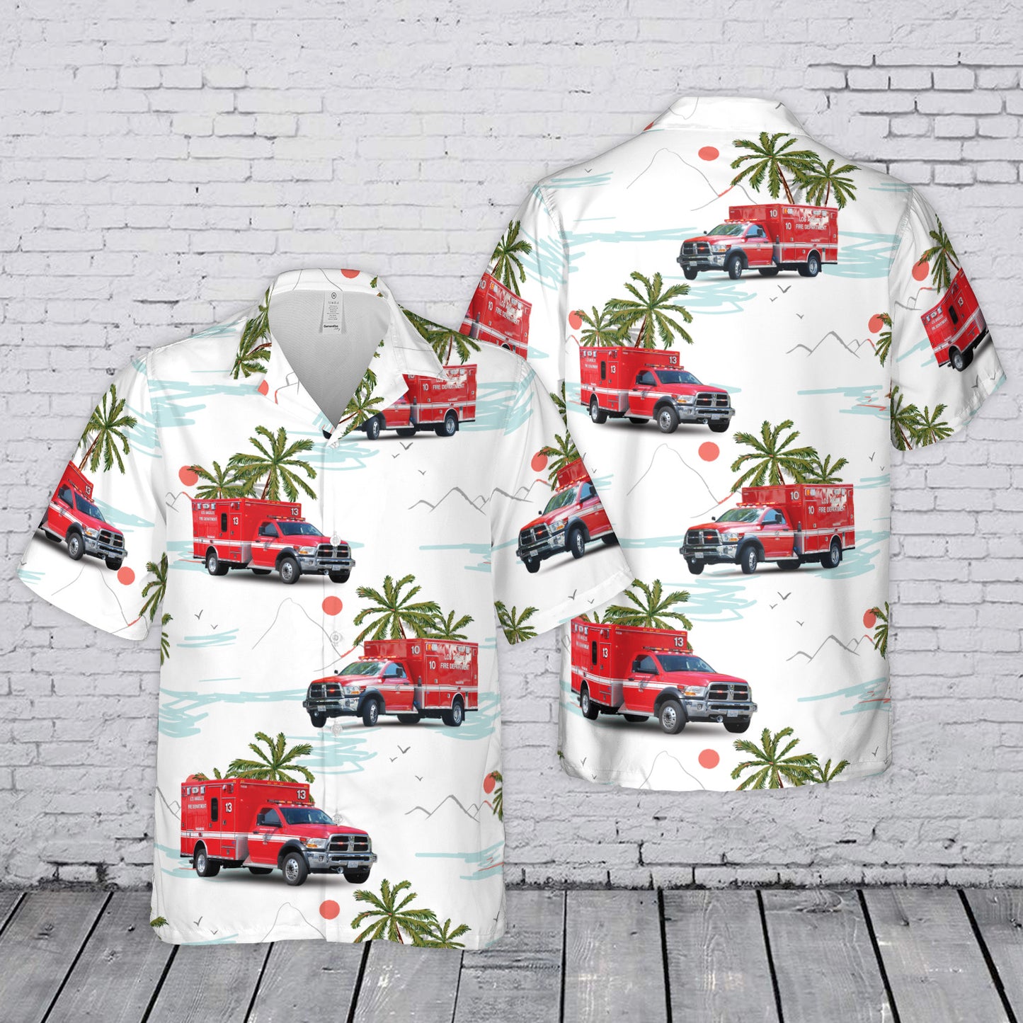 Los Angeles Fire Department EMS Hawaiian Shirt