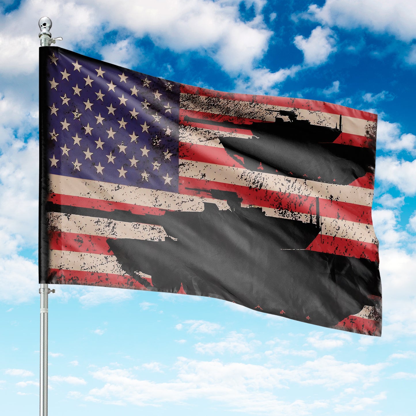 M1 Abrams Main Battle Tank USA Vintage American Flag House Flag