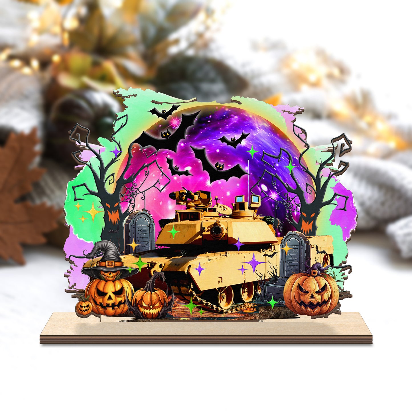 M1 Abrams Tank Halloween Custom Shape Wood Standee