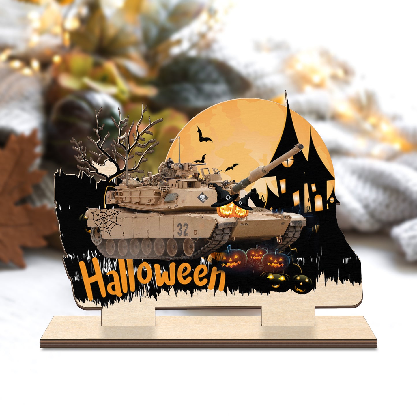 M1 Abrams Tank Halloween Custom Shape Wood Standee