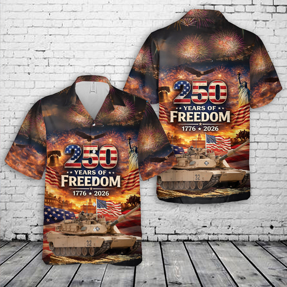 M1 Abrams Tank, 250th America Anniversary Hawaiian Shirt