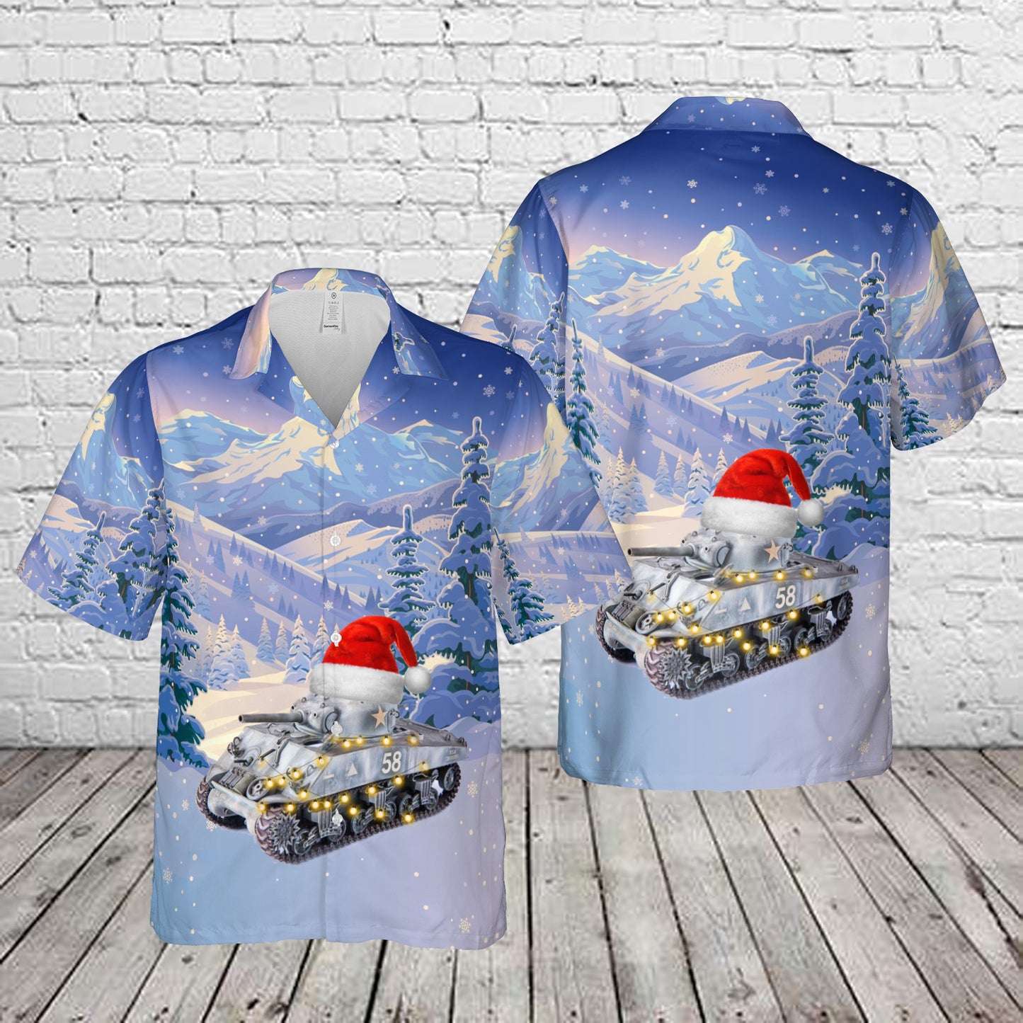 M4A1 Sherman Tank in winter camouflage Hawaiian Shirt
