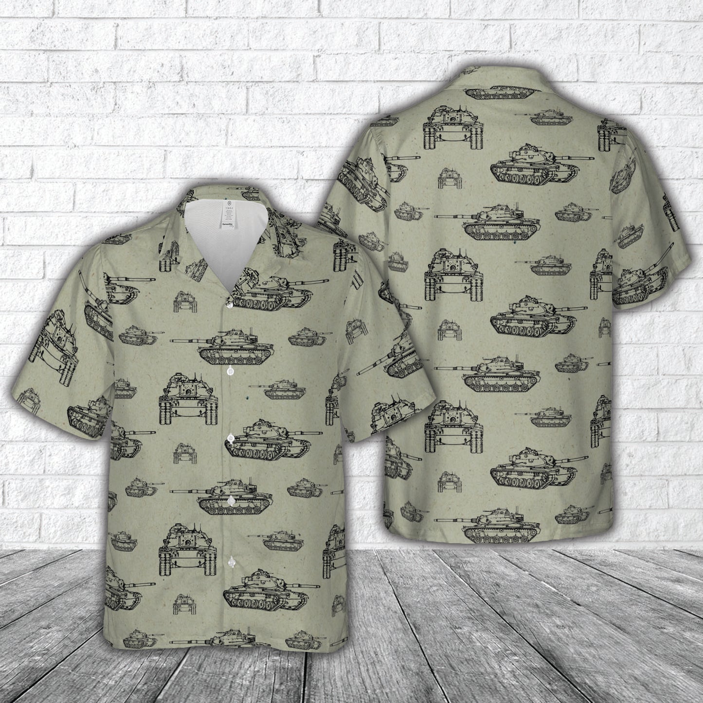 M60 Main Battle Tank Silhouette Hawaiian Shirt
