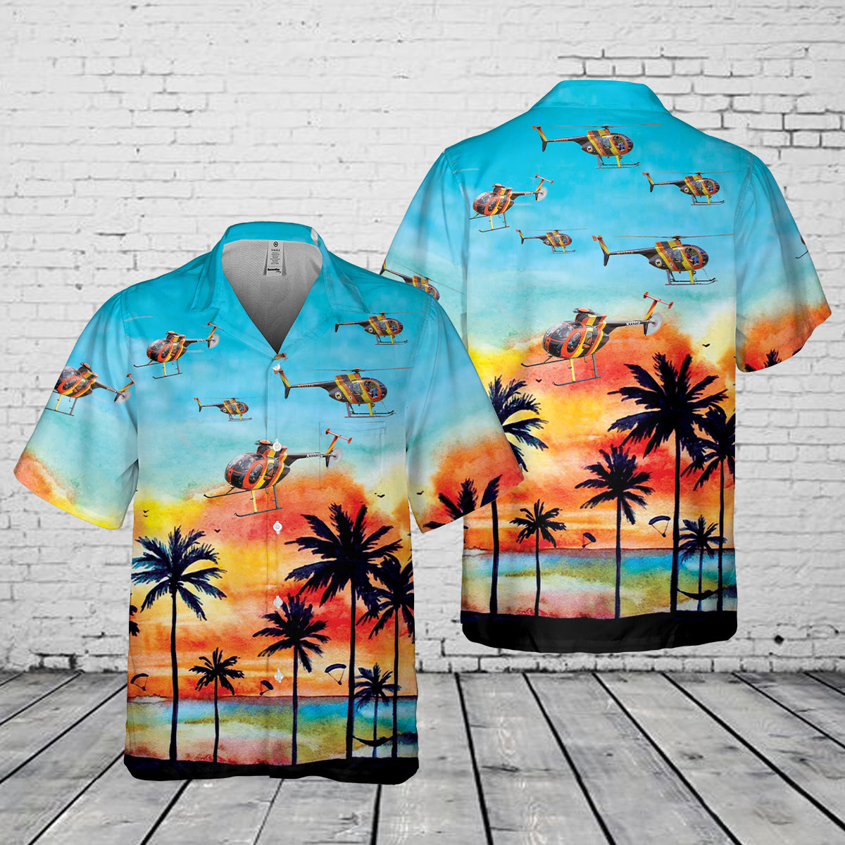 MD500D 'Magnum PI' Helicopter Pocket Hawaiian Shirt