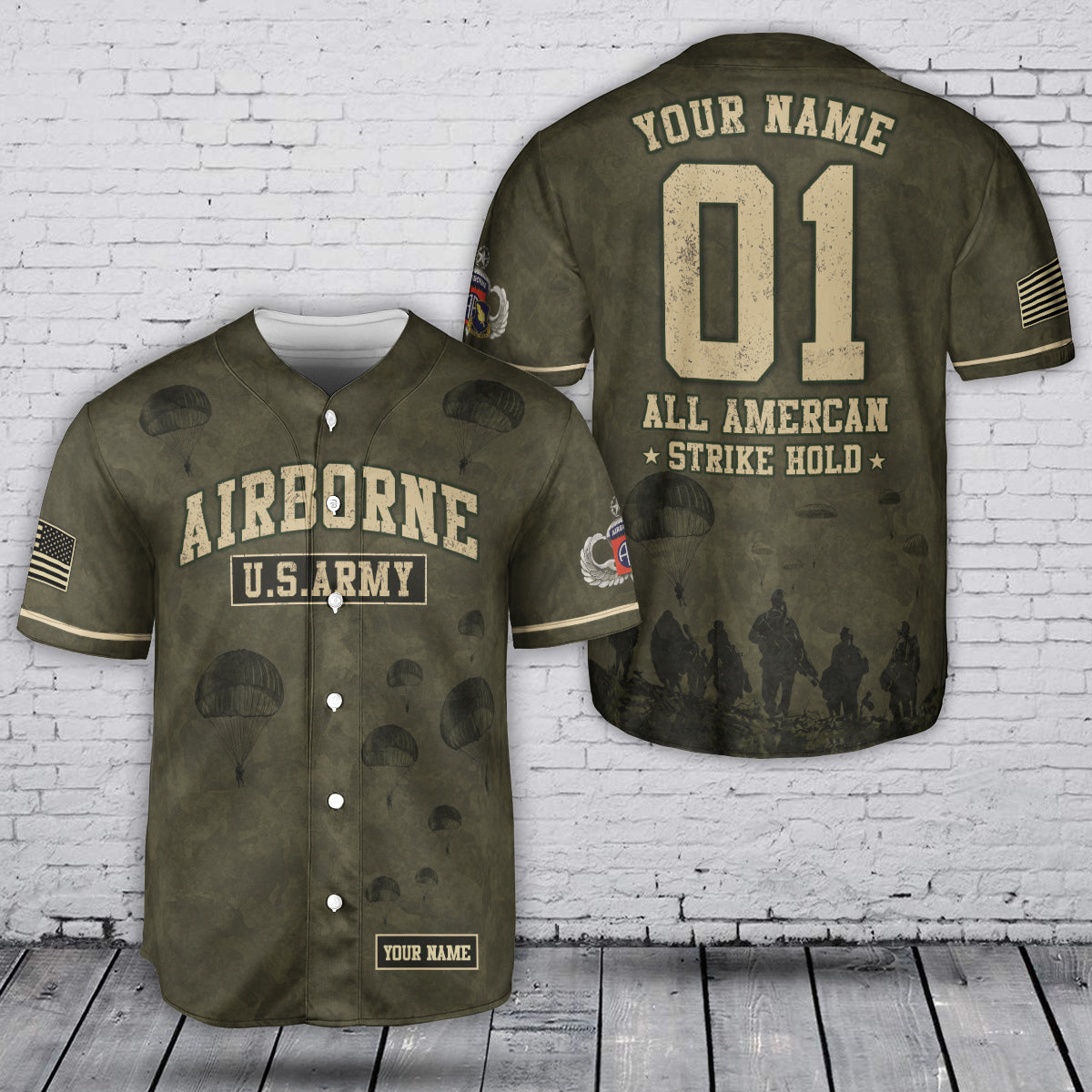 Custom Name & Number 1st Brigade Combat Team, 82nd Airborne Division Baseball Jersey