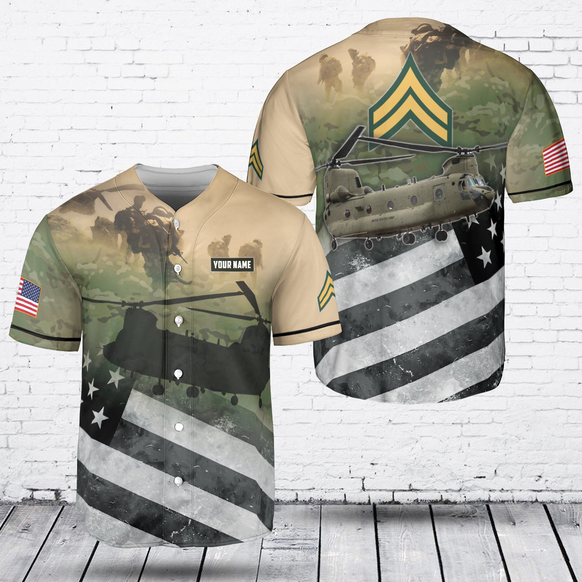 Custom Name & Rank U.S Army CH-47 Chinook Baseball Jersey