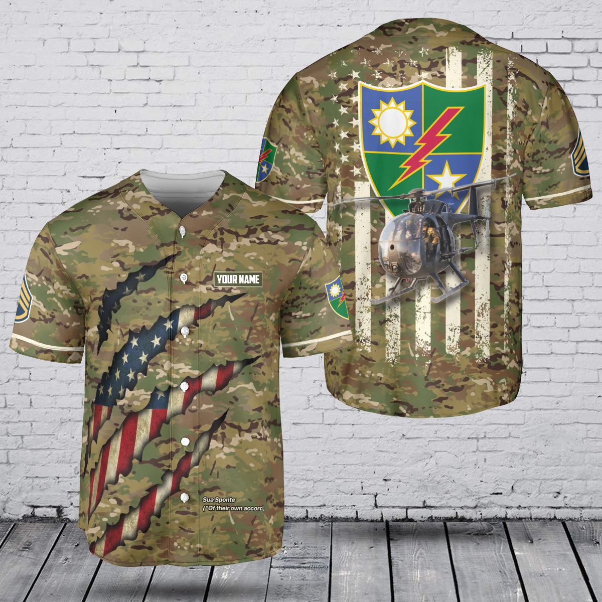 Custom Name & Rank 75th Ranger Regiment (Army Rangers) - AH-6 Little Bird Baseball Jersey