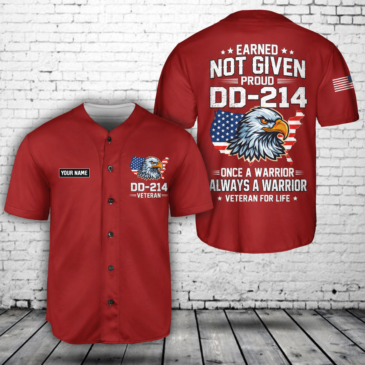 Custom Name US Military DD-214 Veteran Baseball Jersey