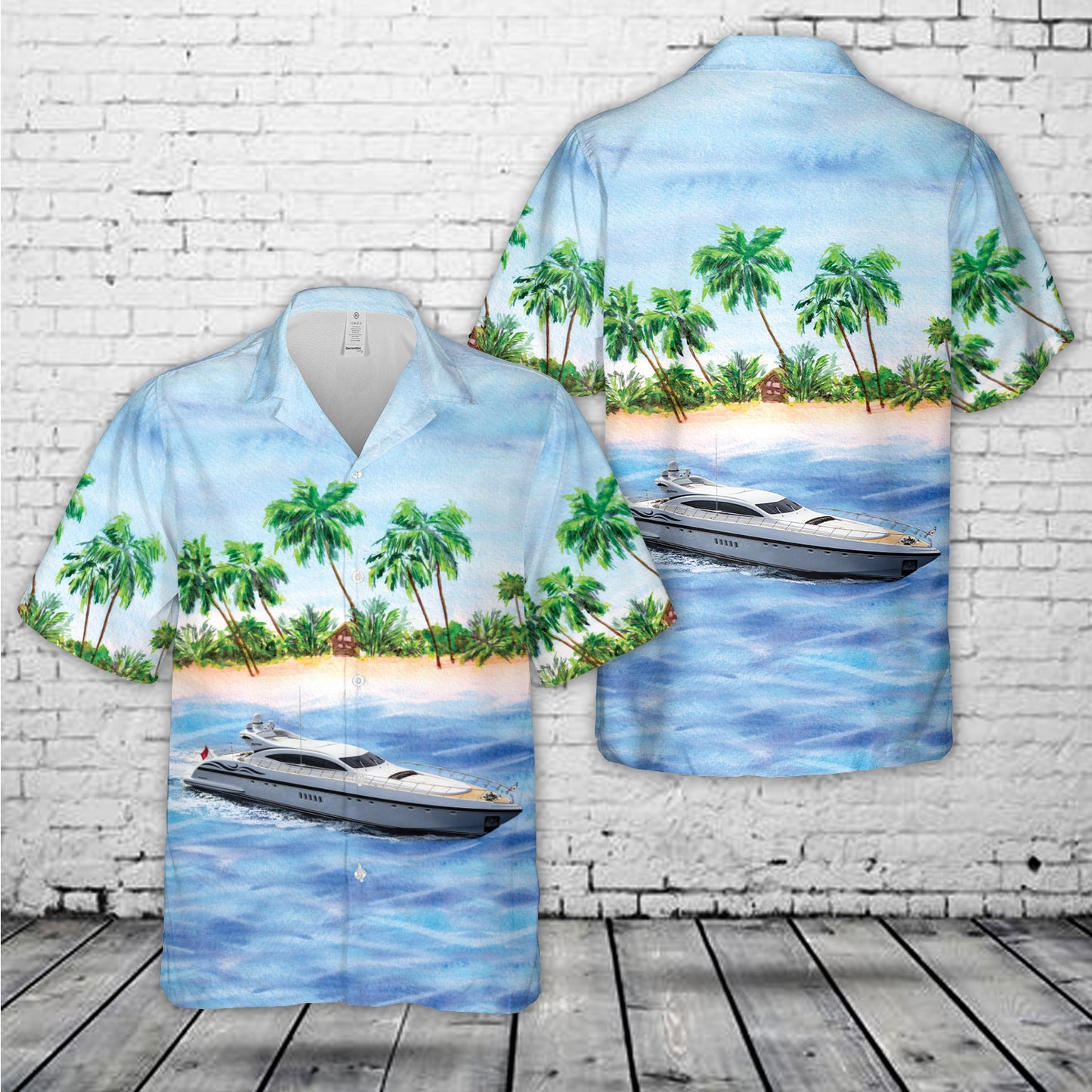 Mangusta 108 Black Hull Modern Yachts Hawaiian Shirt