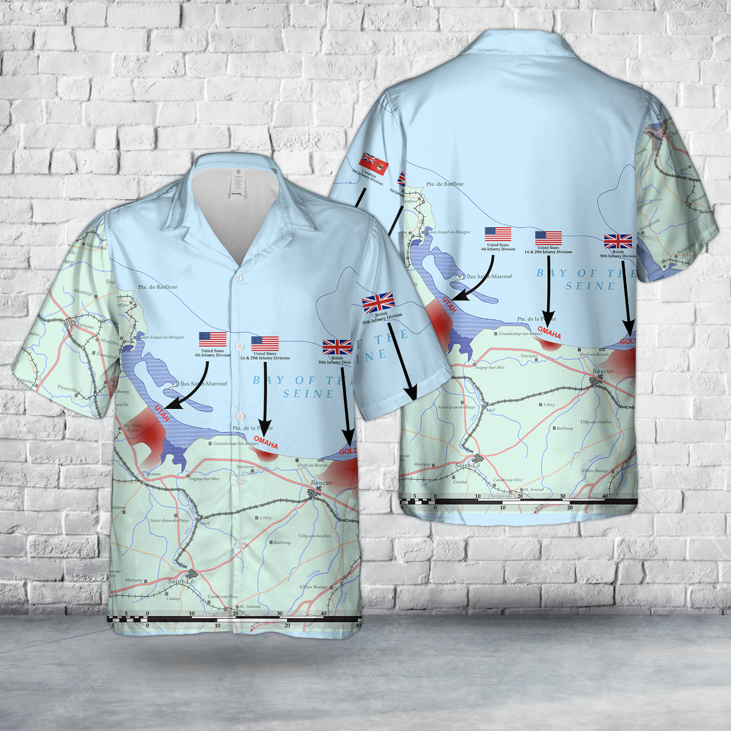 Map of the D-Day landings Hawaiian Shirt