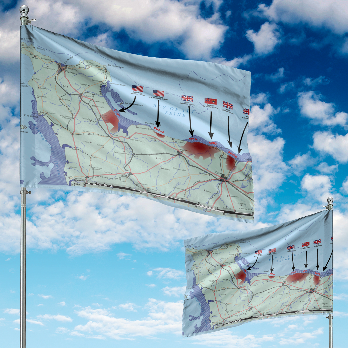 Map of the D-Day landings House Flag