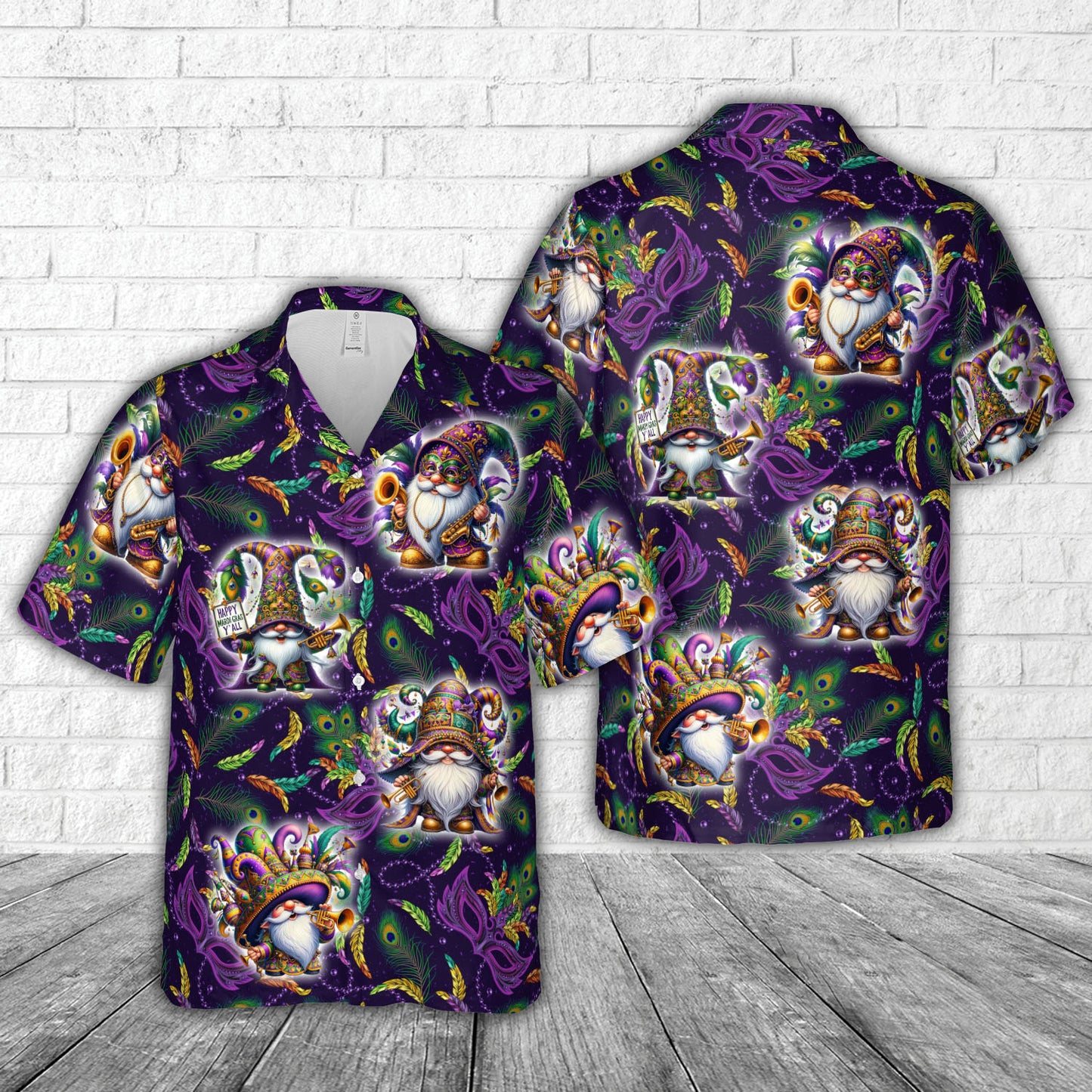 Mardi Gras Gnomes Hawaiian Shirt