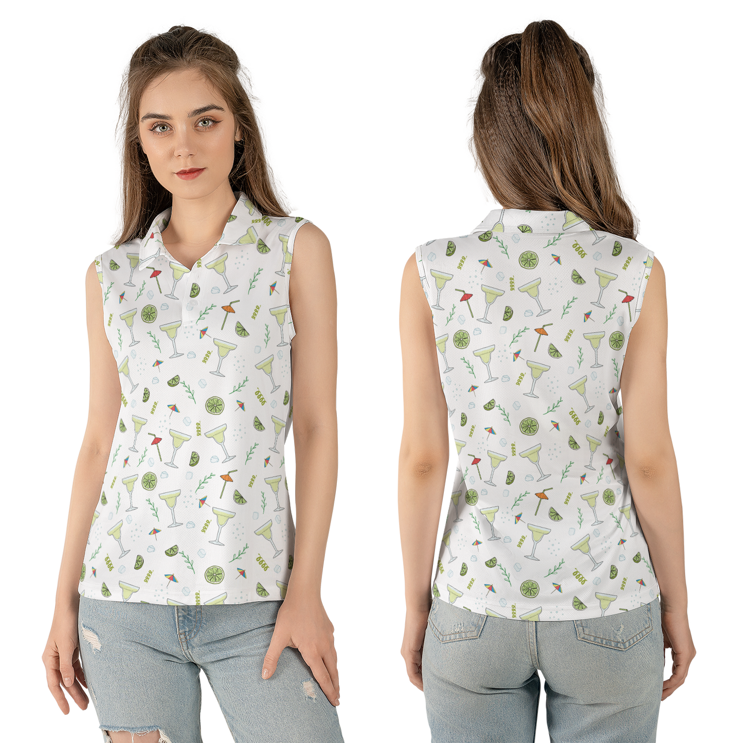 Margarita Cocktail Women's Sleeveless Athleisure Polo Shirt