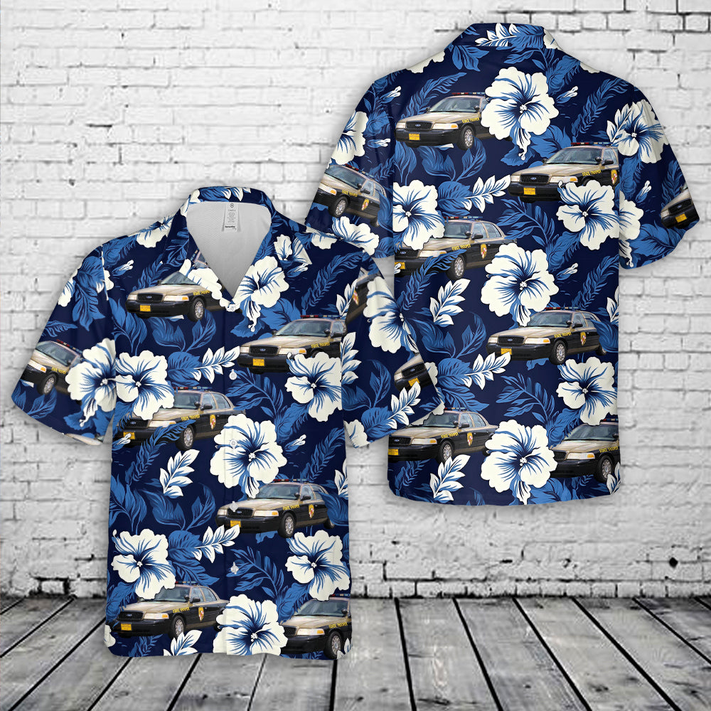 Maryland State Police Car Blue Hibiscus Hawaiian Shirt