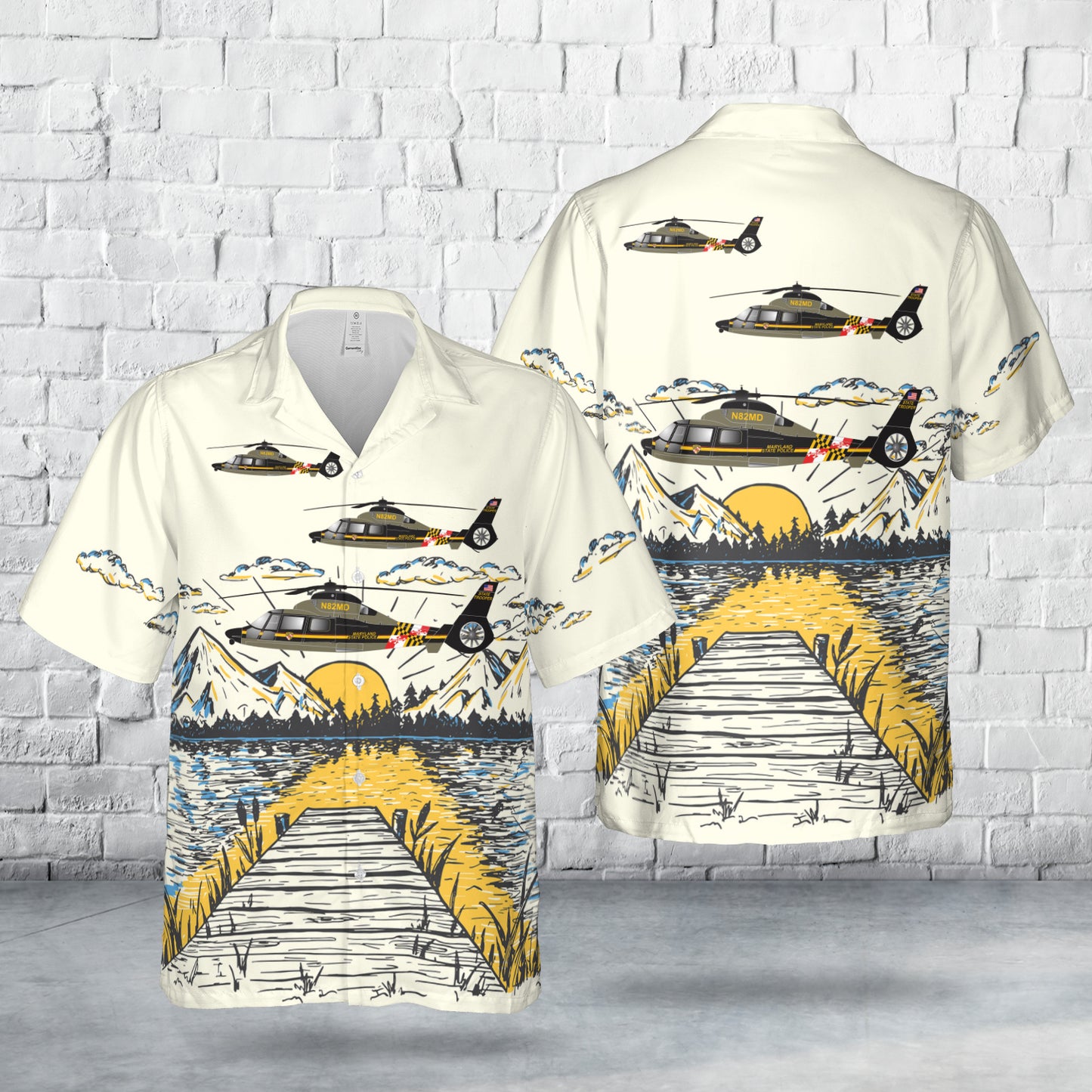 Maryland State Police Helicopter Hawaiian Shirt