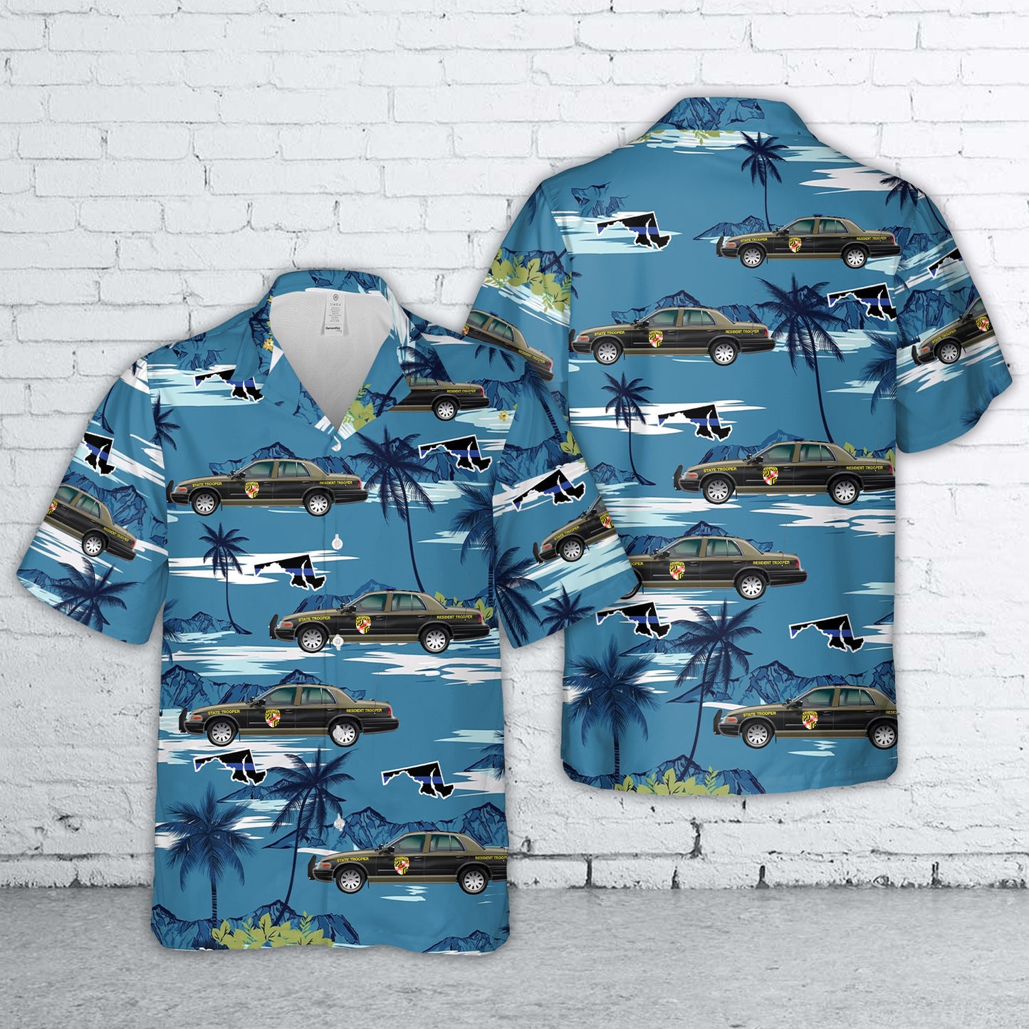 Maryland State Police Vehicle Hawaiian Shirt
