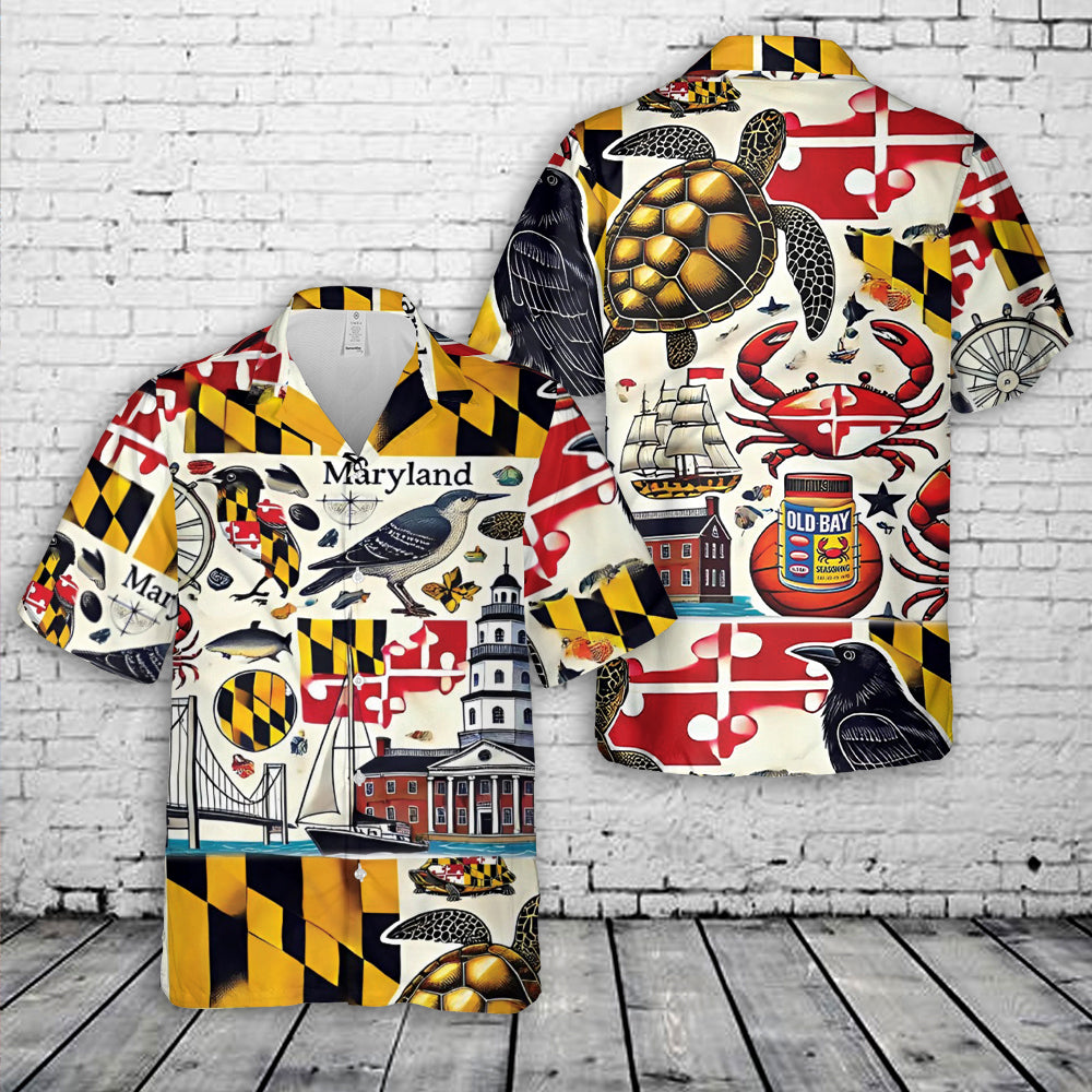 Maryland Themed Hawaiian Shirt