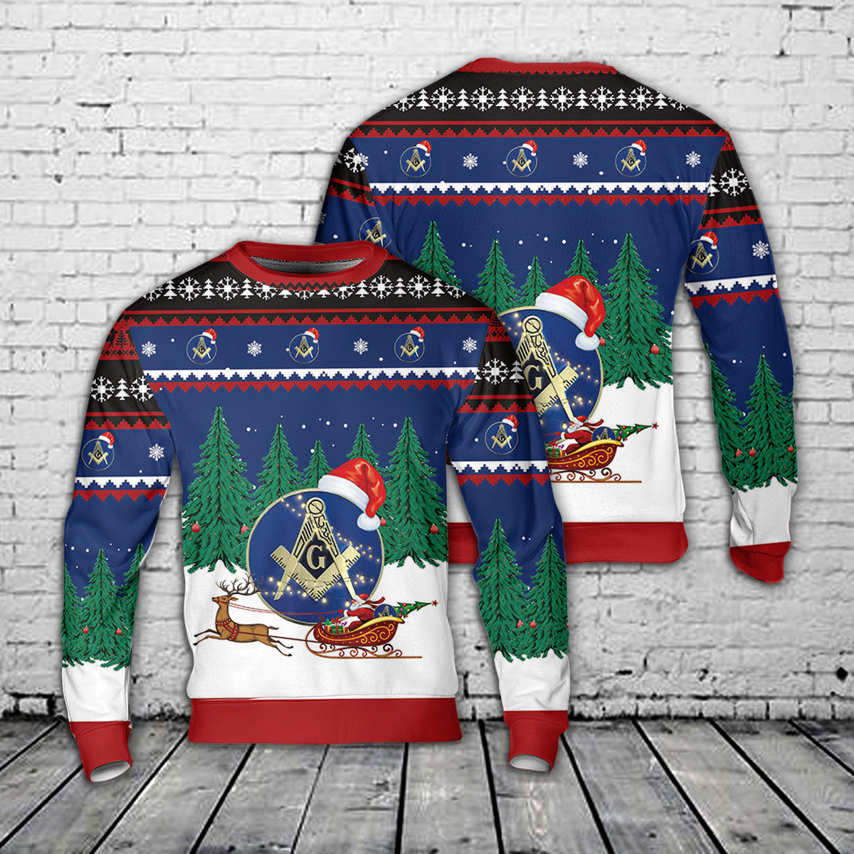 Masonic (Light Blue) Christmas Sweater
