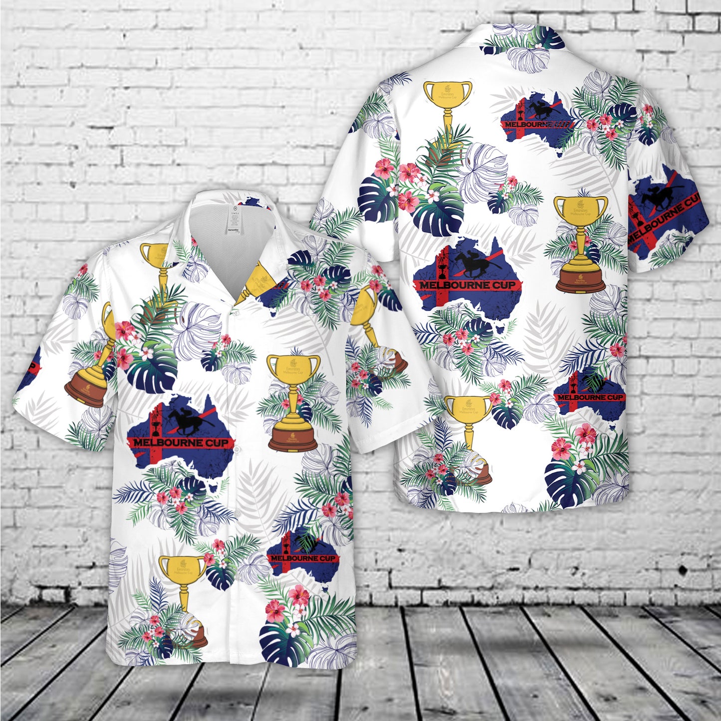 Melbourne Cup Trophy - Horse Racing with Australian flag Hawaiian Shirt