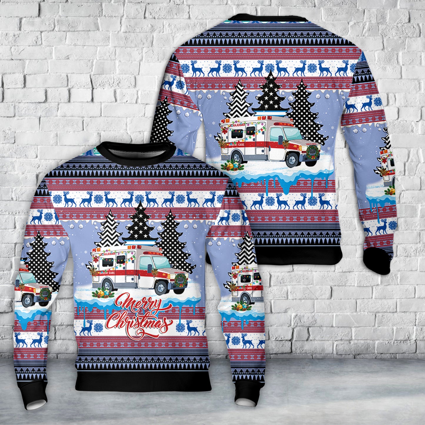 Merry Christmas EMS Trees AOP Sweater