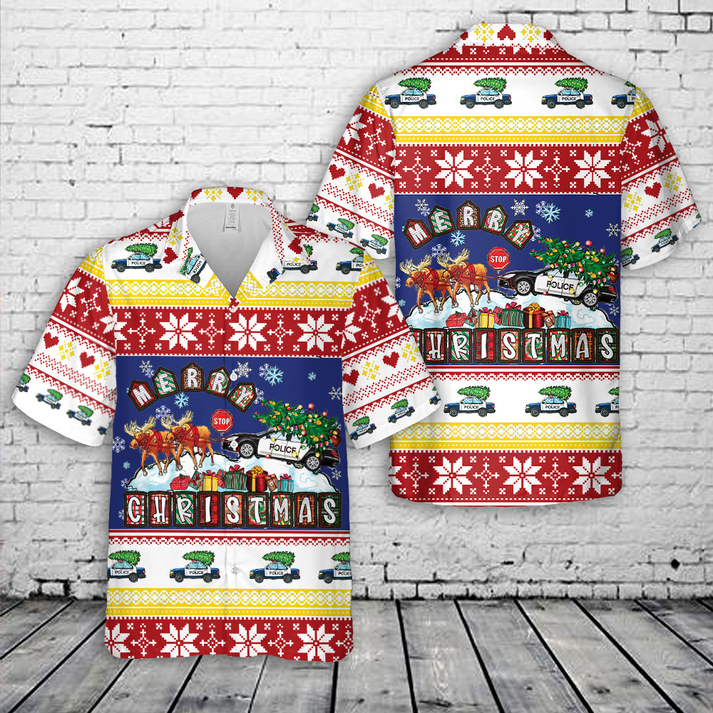 Merry Christmas Police Car Christmas Hawaiian Shirt