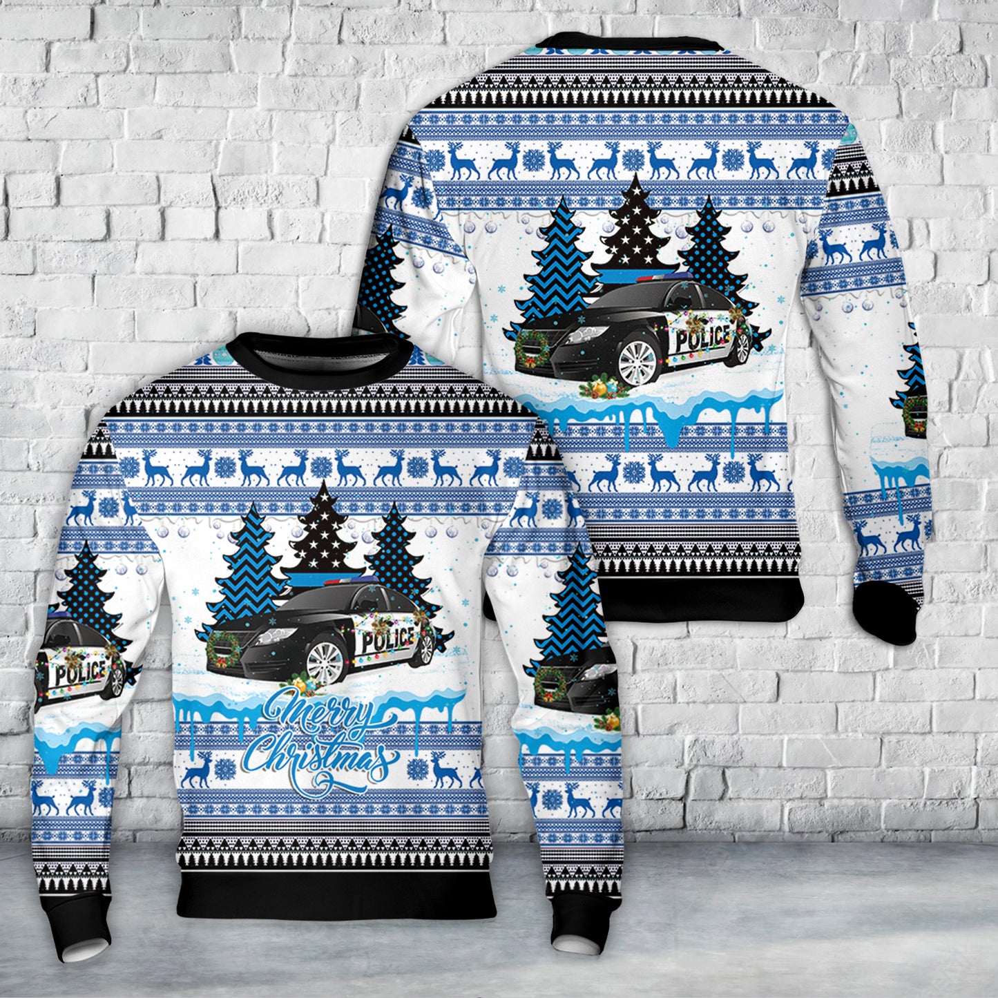 Merry Christmas Police Tree AOP Sweater