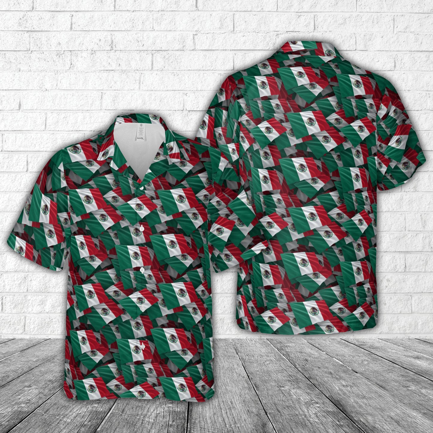 Mexico Flag Pattern Hawaiian Shirt