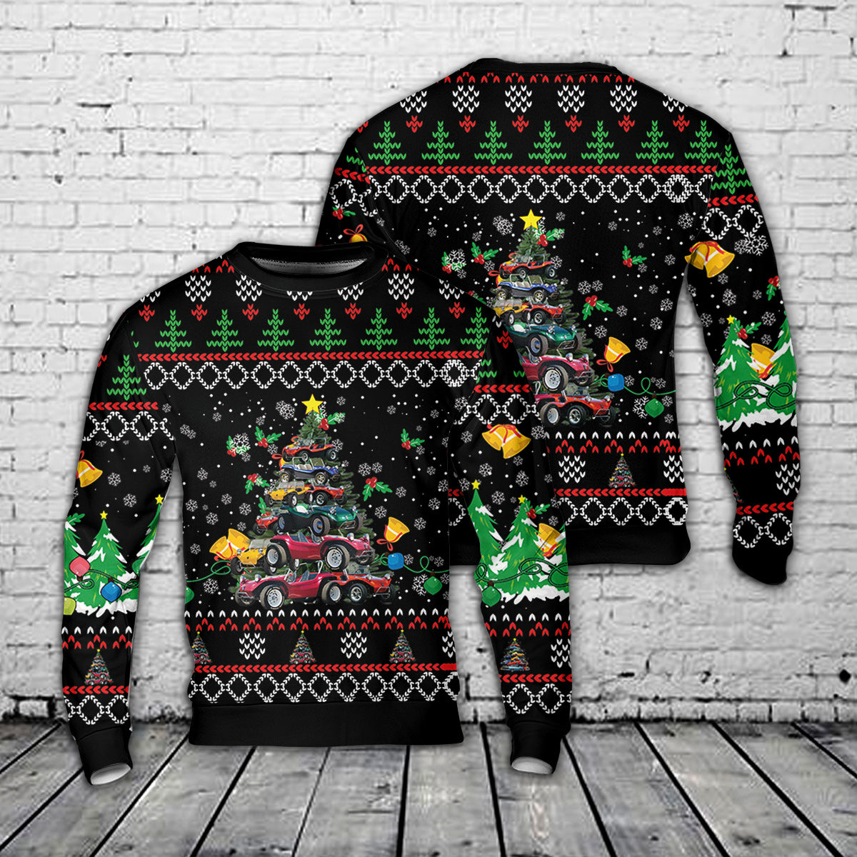 Meyers Manx Dune Buggy Christmas Tree AOP Sweater