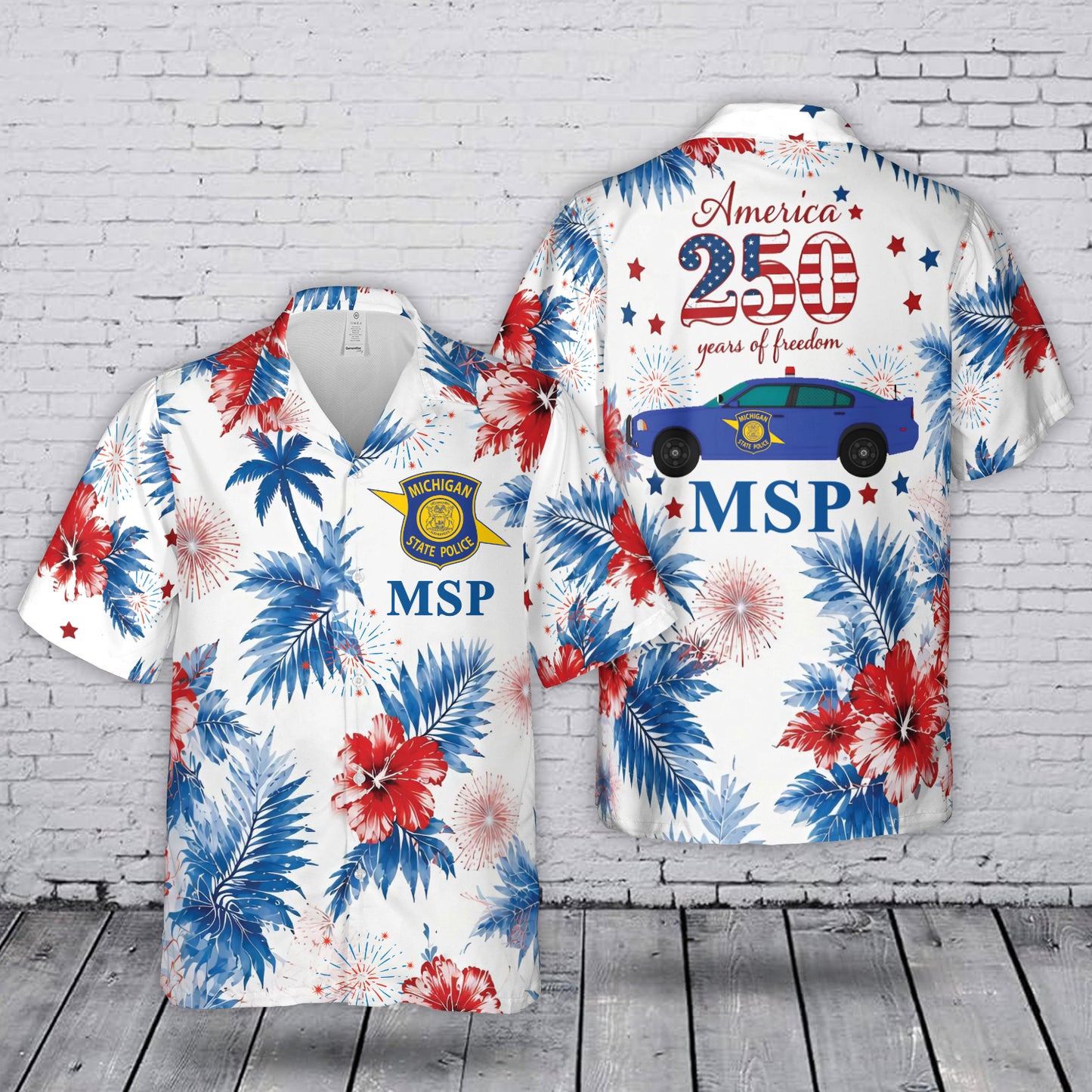 Michigan State Police (MSP) 250th Anniversary 1776-2026 July 4th Independence Day Hawaiian Shirt