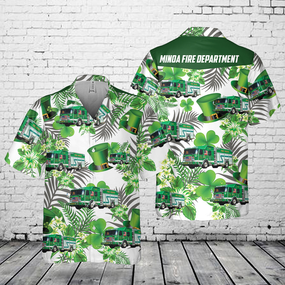 Minoa Fire Department, Minoa, New York Patrick's Day Pocket Hawaiian Shirt