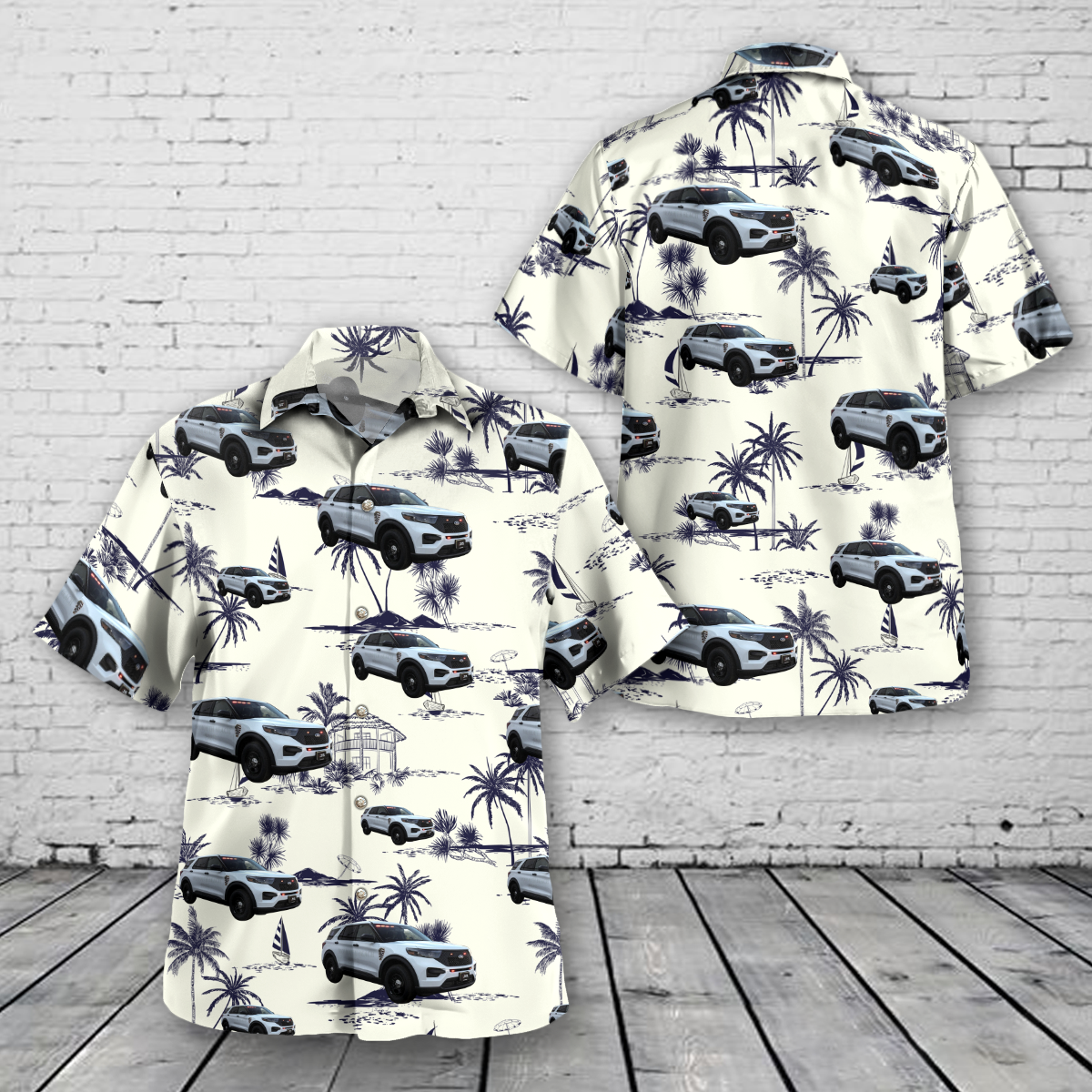 Monmouth Beach, New Jersey, Monmouth Beach EMS 2021 Ford Interceptor Utility Hawaiian Shirt