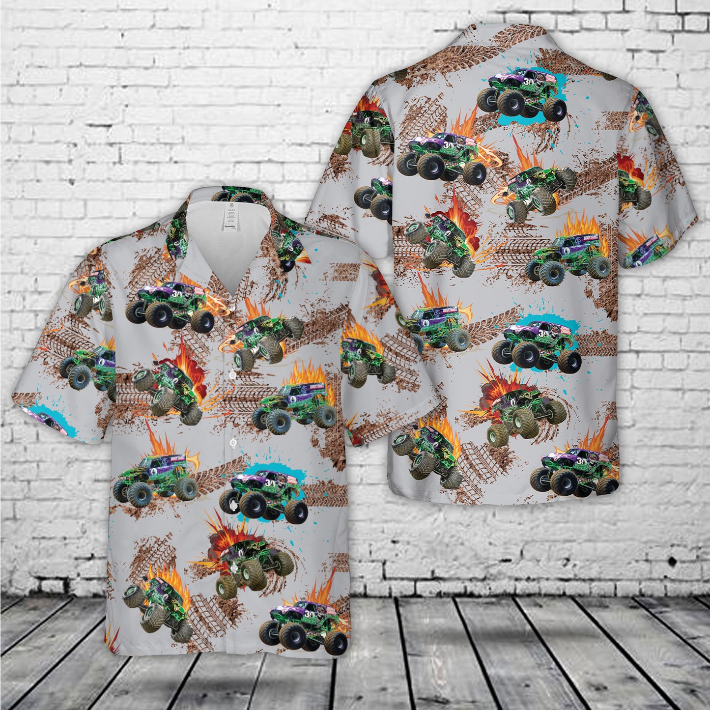 Monster truck Seamless Hawaiian Shirt