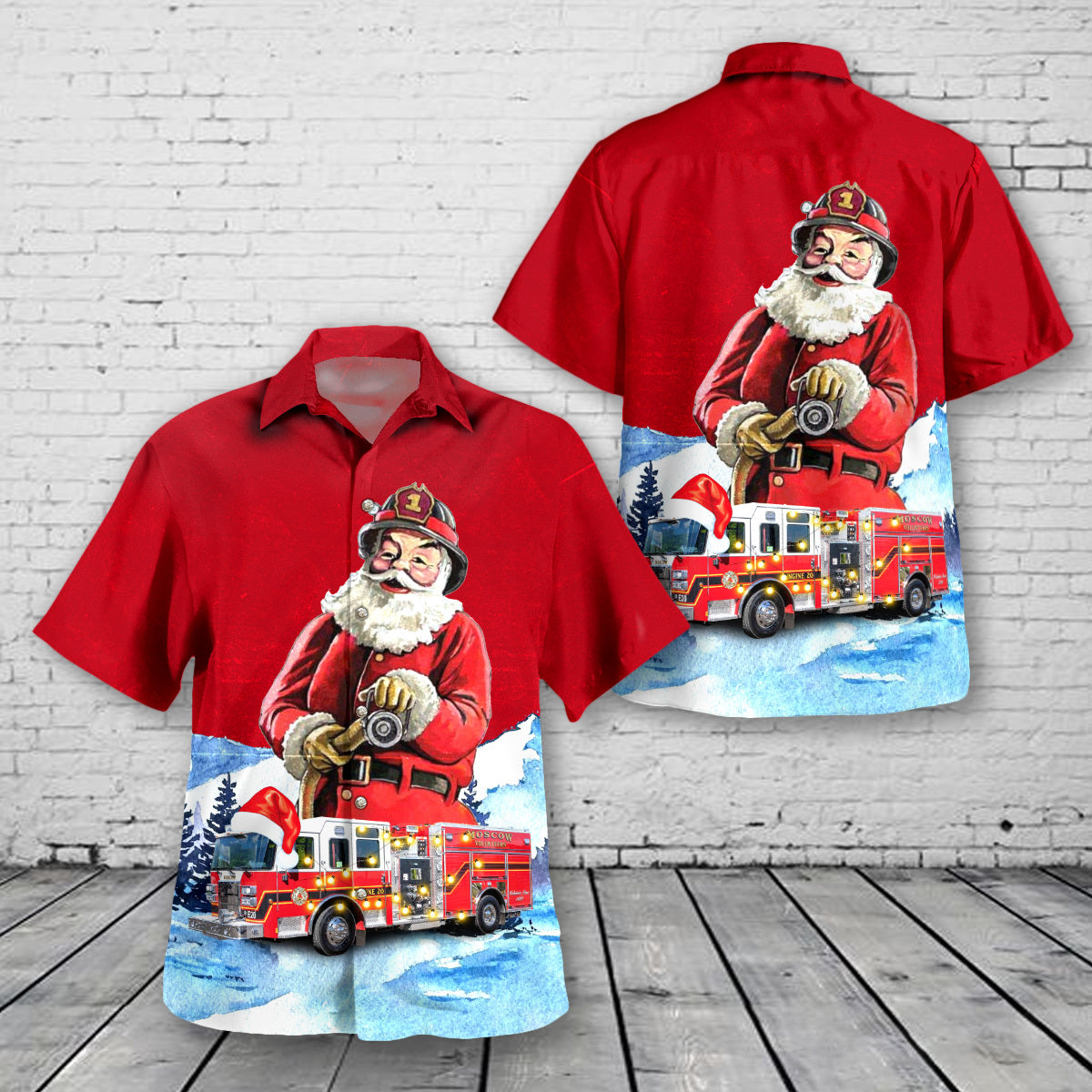 Moscow, Idaho, Moscow Volunteer Fire Department Christmas Hawaiian Shirt