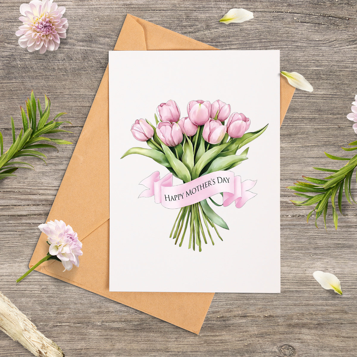 Mother's Day Floral Tulip Bouquet Greeting Card