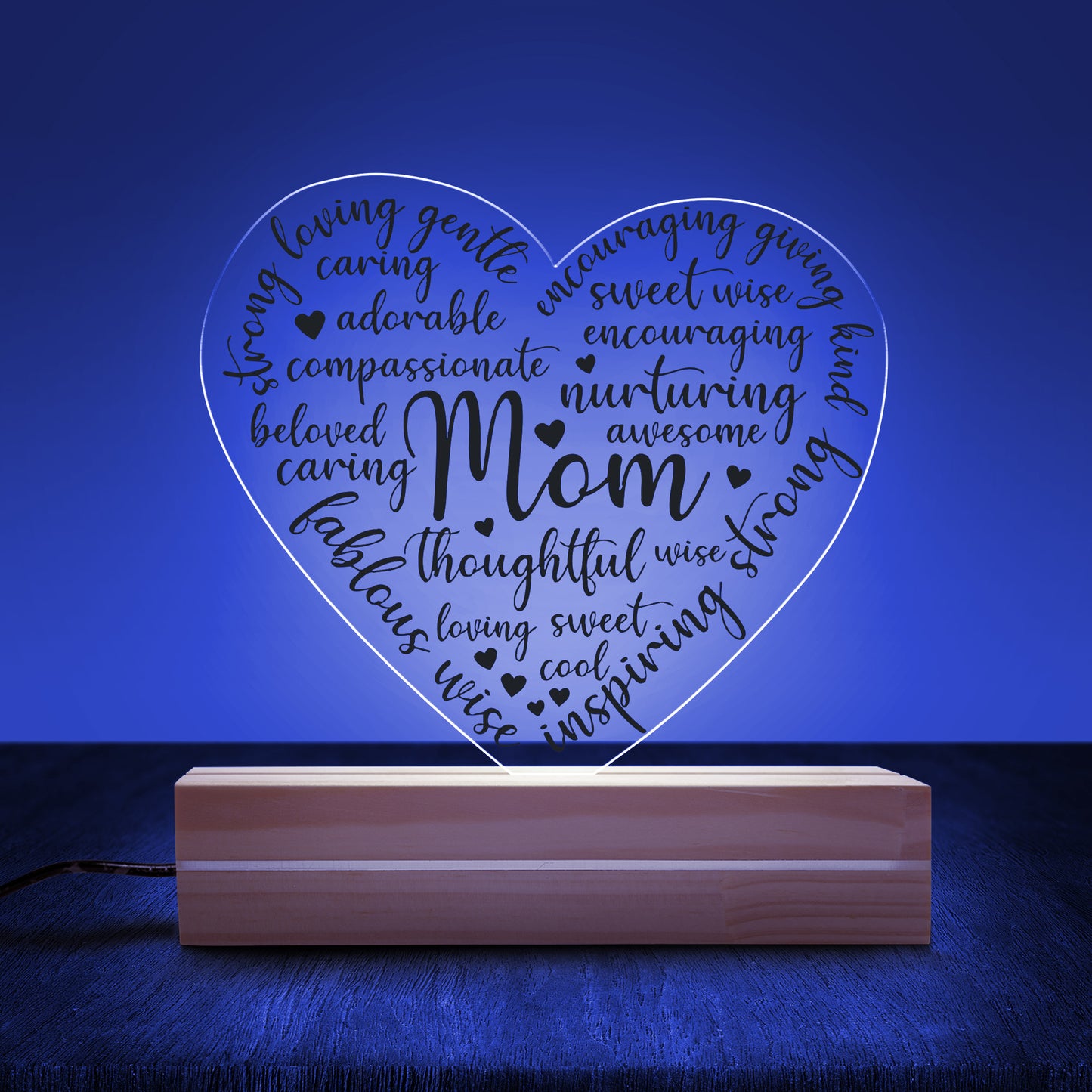 Mother's Day Mom Heart Custom Shape Photo Night Light