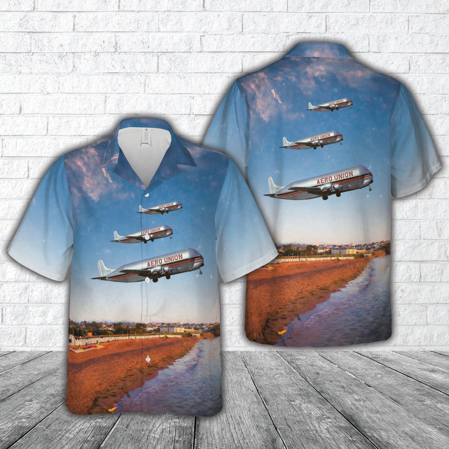 N422AU Aero Union Aero-Spacelines 377SGT Mini Guppy Hawaiian Shirt