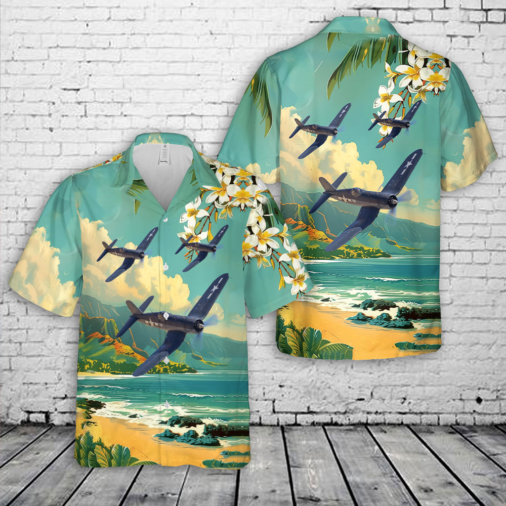 N83782 1942 Vought F4U-1 Corsair C/N 3884 (Bu 17799) Hawaiian Shirt