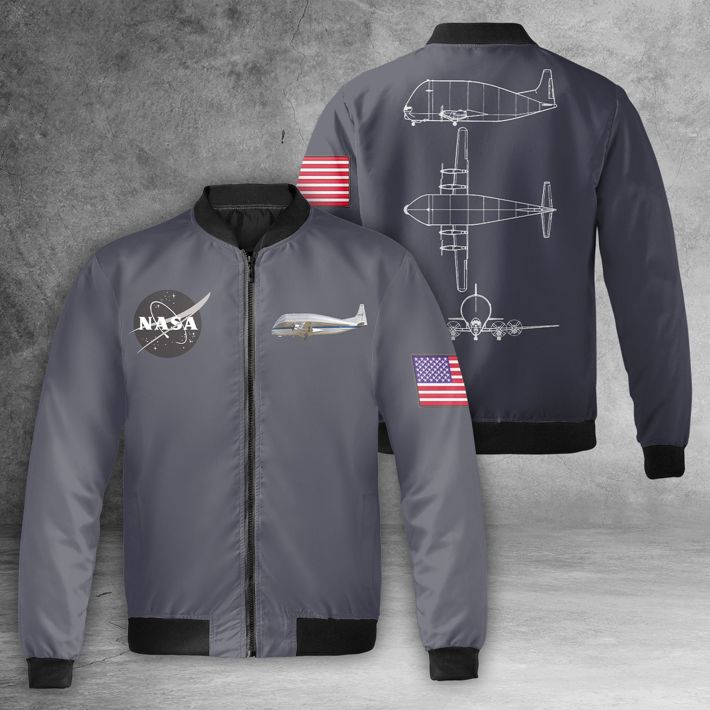 NASA Super Guppy AOP Fleece Bomber Jacket