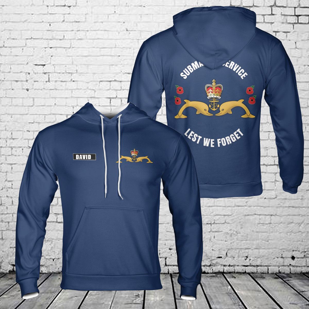 Custom name Royal Navy Lest we Forget Submarine Service 3D Hoodie